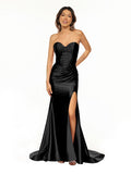 Sweetheart Fuchsia Pleated Mermaid Long Prom Dress
