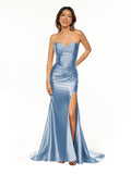 Sweetheart Fuchsia Pleated Mermaid Long Prom Dress