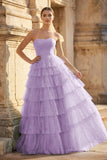 Mint Green Sweetheart Tulle Tiered A-Line Long Prom Dress with Slit