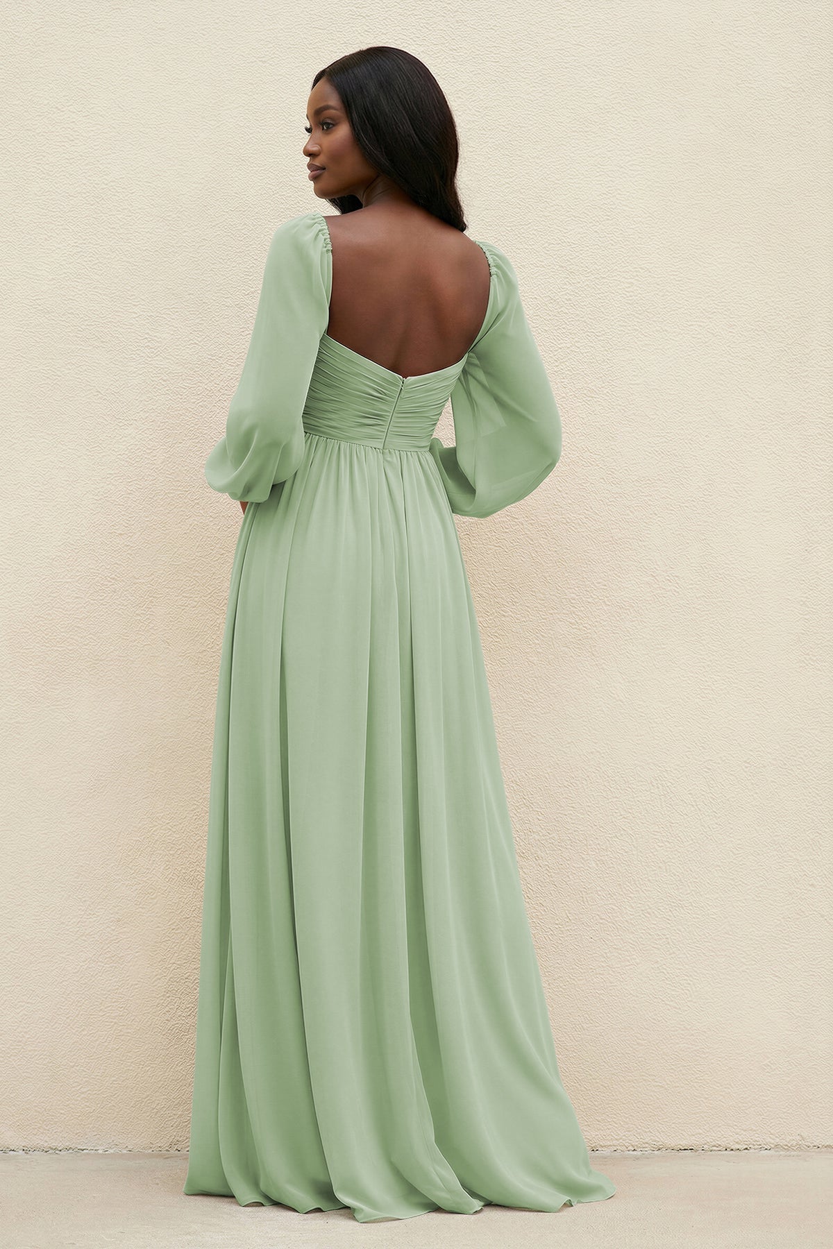 Sweetheart Long Sleeve A-Line Bridesmaid Dress in Sage