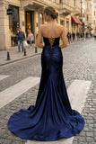 Sweetheart Satin Mermaid Long Prom Dress