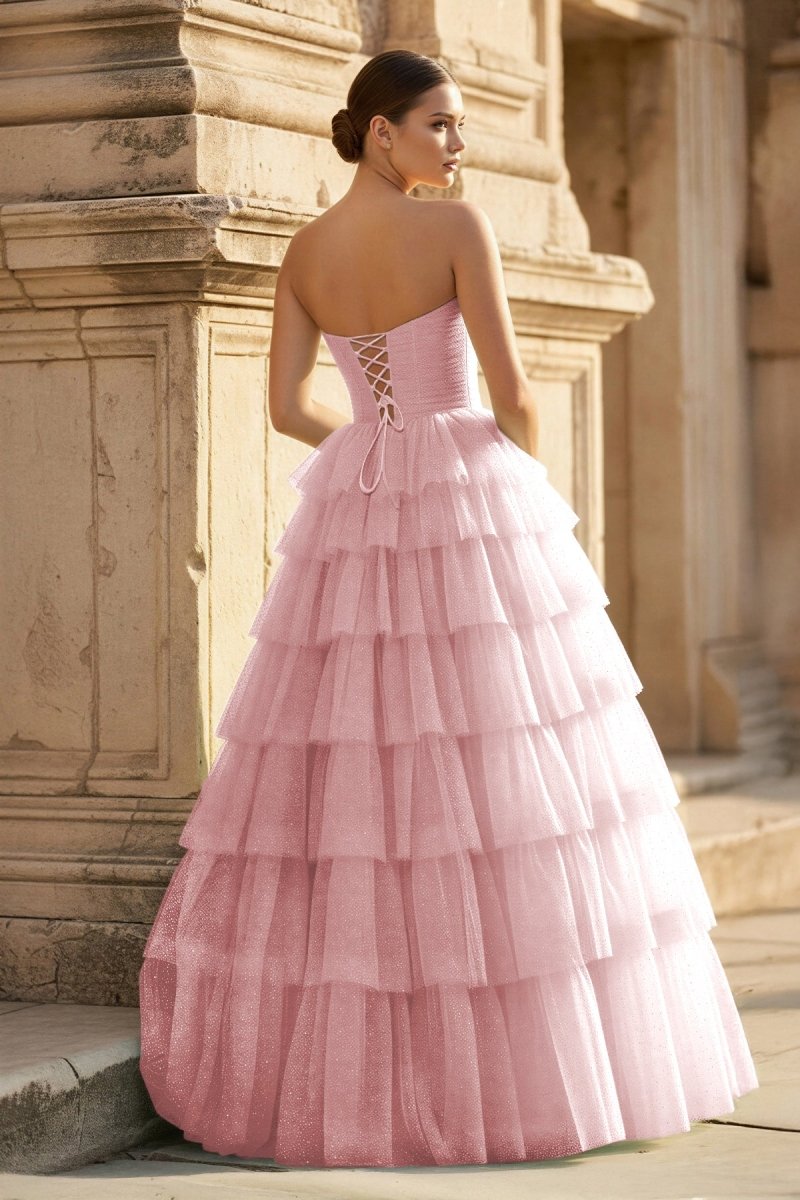 Mint Green Sweetheart Tulle Tiered A-Line Long Prom Dress with Slit