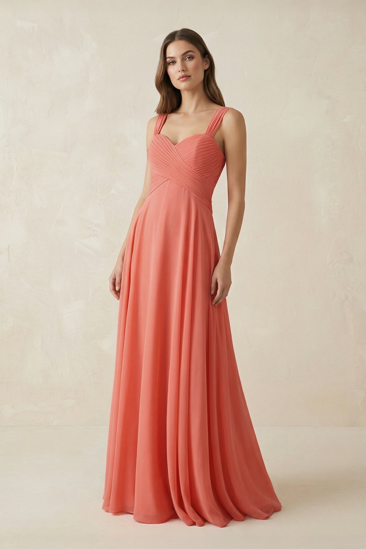 Sweetheart Pleated A-Line Chiffon Bridesmaid Dress in Wild Rose