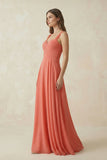 Sweetheart Pleated A-Line Chiffon Bridesmaid Dress in Wild Rose