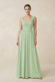 Sweetheart Pleated Chiffon A-Line Bridesmaid Dress in Sage