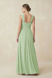 Sweetheart Pleated Chiffon A-Line Bridesmaid Dress in Sage