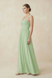 Sweetheart Pleated Chiffon A-Line Bridesmaid Dress in Sage