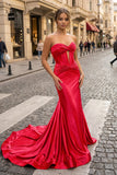 Sweetheart Satin Mermaid Long Prom Dress