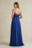 Sweetheart Ruffled A-Line Chiffon Bridesmaid Dress in Royal Blue