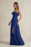 Sweetheart Ruffled A-Line Chiffon Bridesmaid Dress in Royal Blue