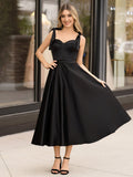 A line Sweetheart Satin Tea Length Homecoming Dress