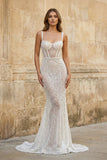 Sparkly A Line Sweetheart Mermaid Sequins Wedding Dresses