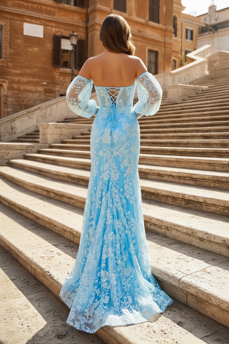 Mermaid Sweetheart Lace Prom Dress with Detachable Sleeves