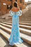 Mermaid Sweetheart Lace Prom Dress with Detachable Sleeves