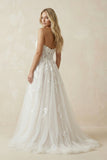 Sweetheart Spaghetti Straps Tulle A-Line With Train Wedding Dress