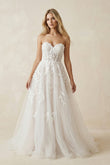 Sweetheart Spaghetti Straps Tulle A-Line With Train Wedding Dress