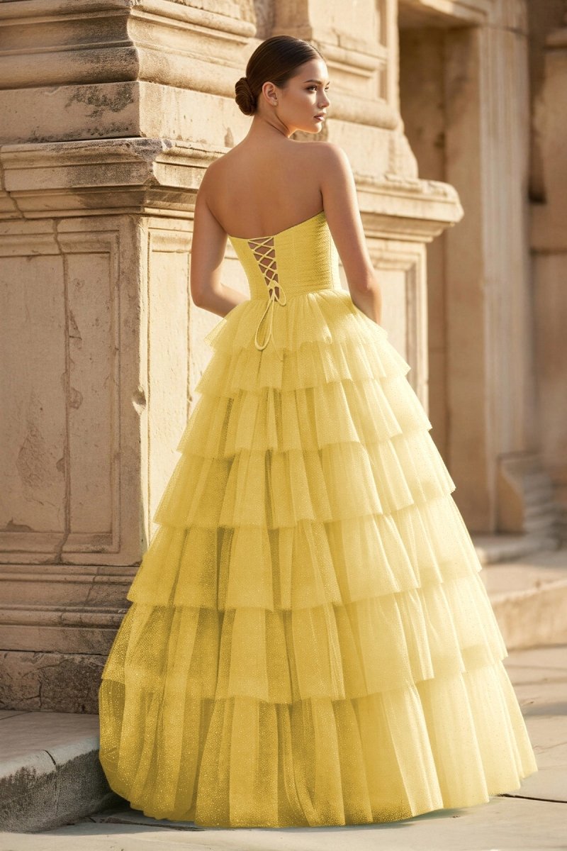 Mint Green Sweetheart Tulle Tiered A-Line Long Prom Dress with Slit