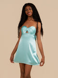 Aqua Sweetheart A Line Short Homecoming & Cocktail Dresses With Keyhole