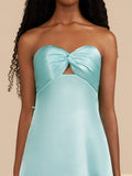 Aqua Sweetheart A Line Short Homecoming & Cocktail Dresses With Keyhole