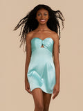 Aqua Sweetheart A Line Short Homecoming & Cocktail Dresses With Keyhole