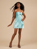 Aqua Sweetheart A Line Short Homecoming & Cocktail Dresses With Keyhole