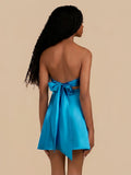 Aqua Sweetheart A Line Short Homecoming & Cocktail Dresses With Keyhole