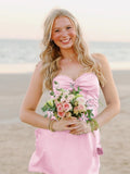 Pink - Strapless A Line Short Homecoming & Cocktail Dresses With Keyhole