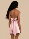 Pink - Strapless A Line Short Homecoming & Cocktail Dresses With Keyhole