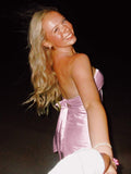 Pink - Strapless A Line Short Homecoming & Cocktail Dresses With Keyhole
