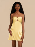 Yellow - Strapless A Line Short Homecoming & Cocktail Dresses With Keyhole