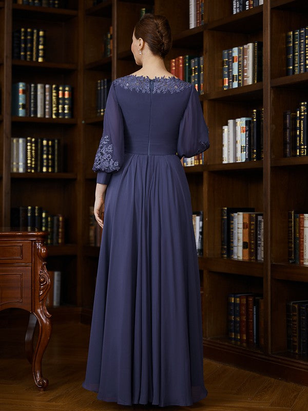 Vestidos de madre de la novia asimétricos de corte A/princesa de gasa con fruncido y escote barco y mangas 3/4