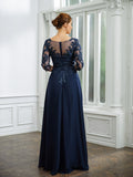 A-Line/Princess Chiffon Applique V-neck 3/4 Sleeves Floor-Length Mother of the Bride Dresses