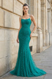 Mermaid Spaghetti Straps Lace Prom Dress