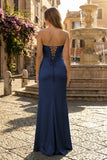 Sweetheart Aqua Blue Sheath Long Prom Dresses