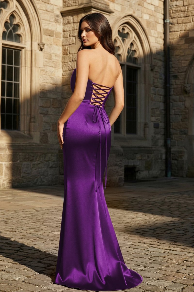 Mermaid Sweetheart Dark Green Satin Long Prom Dresses with Bow