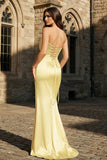 Mermaid Sweetheart Dark Green Satin Long Prom Dresses with Bow
