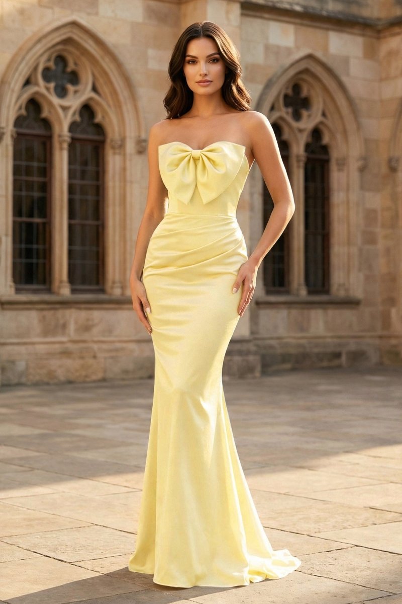 Mermaid Sweetheart Dark Green Satin Long Prom Dresses with Bow