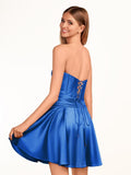 A-line Strapless Fuchsia Pleated Homecoming Dress with Keyhole