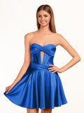 A-line Strapless Fuchsia Pleated Homecoming Dress with Keyhole
