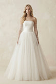 Tulle A-Line Strapless Wedding Dress With Sleeves in Ivory