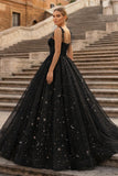 Lavender Tulle Straps Floor Length Evening Dress. Lavender A-Line Prom Dress