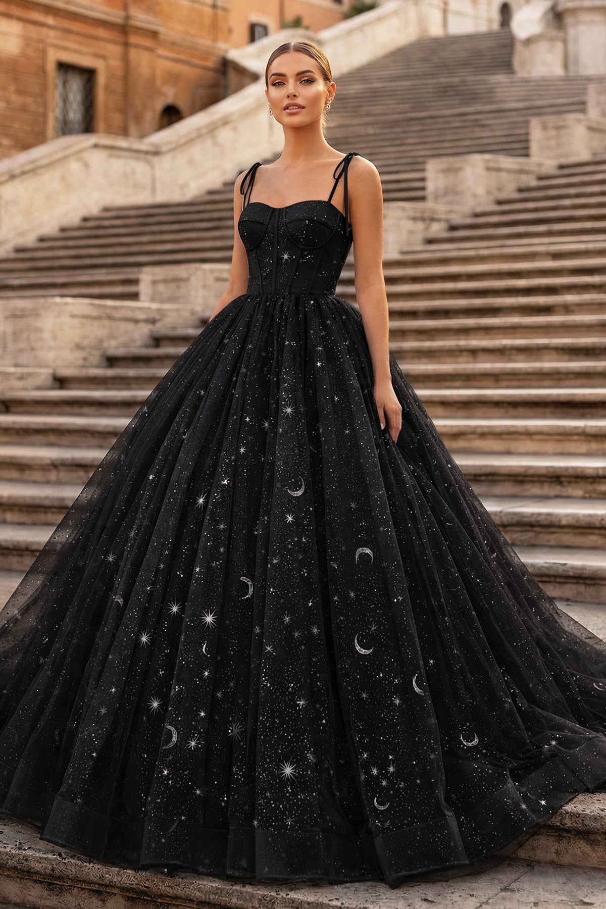 Lavender Tulle Straps Floor Length Evening Dress. Lavender A-Line Prom Dress
