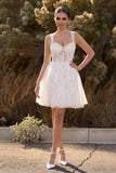 Unqiue A-Line Sweetheart Sequin Short Wedding Dress with Appliques