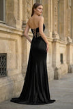 Charming Mermaid Straps Slit Long Prom Dress with Beading
