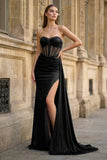 Charming Mermaid Straps Slit Long Prom Dress with Beading