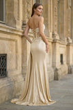 Charming Mermaid Straps Slit Long Prom Dress with Beading