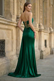 Charming Mermaid Straps Slit Long Prom Dress with Beading