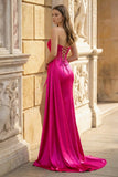 Charming Mermaid Straps Slit Long Prom Dress with Beading