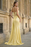 Charming Mermaid Straps Slit Long Prom Dress with Beading