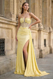 Charming Mermaid Straps Slit Long Prom Dress with Beading